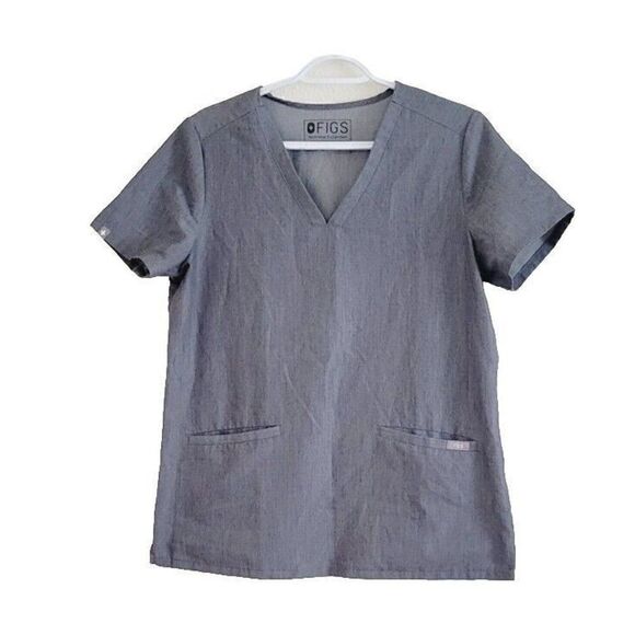 Figs Casma Scrub Top Three Pocket Short Sleeve Graphite Gray Size Medium - Picture 10 of 10